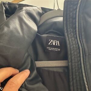 Zara Black Bomber Jacket with Smooth Finish